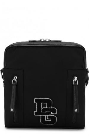 Текстильная сумка-планшет с кожаной отделкой Dolce & Gabbana. Цвет: черный
