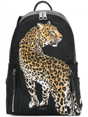 Рюкзак с аппликацией в виде леопарда Dolce & Gabbana. Цвет: чёрный