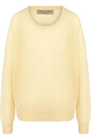 Вязаный пуловер с круглым вырезом Burberry. Цвет: желтый
