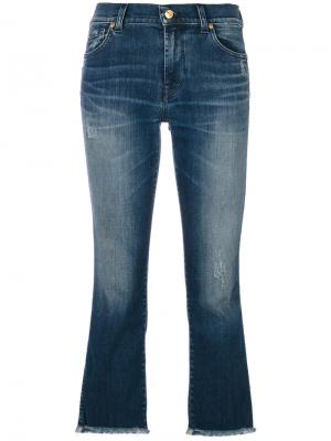 Выбеленные укороченные джинсы 7 For All Mankind. Цвет: синий
