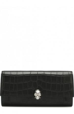 Кожаное портмоне с клапаном на цепочке Alexander McQueen. Цвет: черный