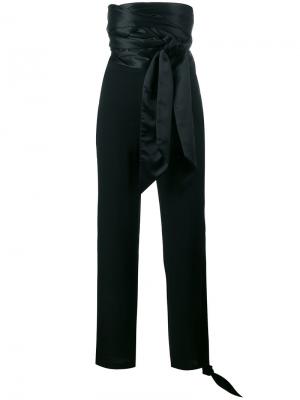 Сатиновые брюки Cummerbund с завышенной талией JW Anderson. Цвет: чёрный