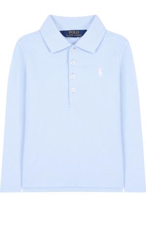 Хлопковое поло с длинными рукавами Polo Ralph Lauren. Цвет: голубой