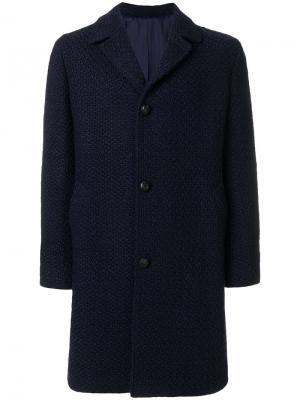 Однобортное пальто с трикотажной отделкой Mp  Massimo Piombo. Цвет: синий