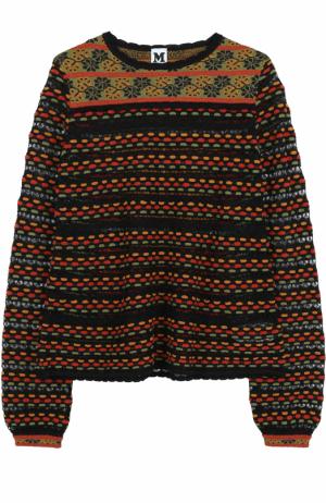 Пуловер из смеси шерсти и хлопка с круглым вырезом M Missoni. Цвет: черный