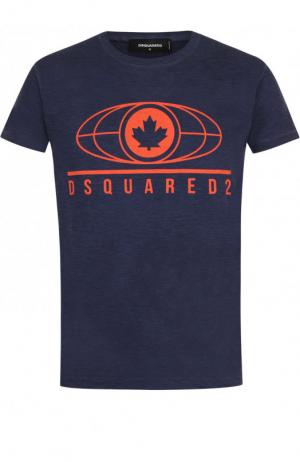 Хлопковая футболка с принтом Dsquared2. Цвет: синий