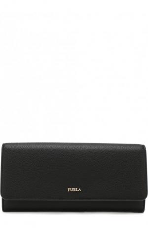 Кожаный кошелек с клапаном и логотипом бренда Furla. Цвет: черный
