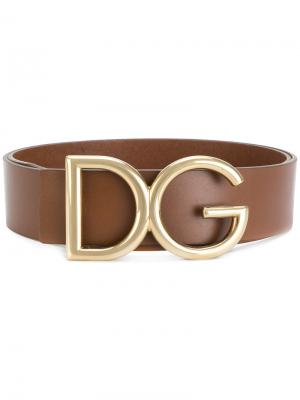 Ремень с пряжкой-логотипом Dolce & Gabbana. Цвет: коричневый