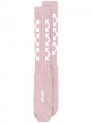 Носки с принтом стрел Off-White. Цвет: розовый и фиолетовый