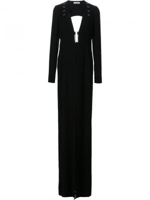 Платье с глубоким V-образным вырезом Mugler. Цвет: чёрный