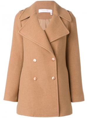 Двубортное пальто See By Chloé. Цвет: коричневый