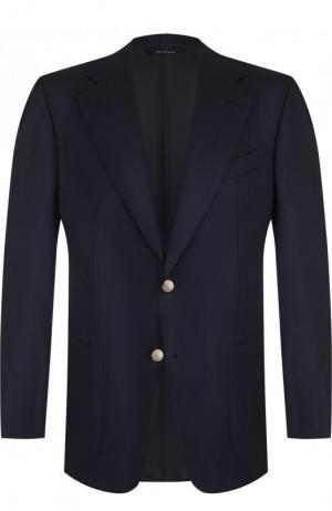 Однобортный пиджак из смеси шерсти и мохера Tom Ford. Цвет: темно-синий