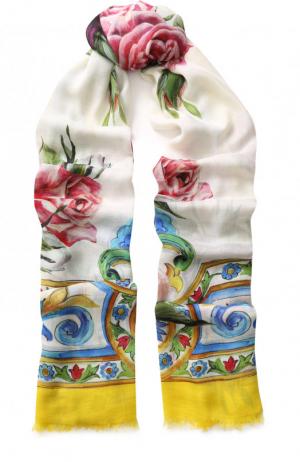 Шарф из смеси вискозы и кашемира с принтом Dolce & Gabbana. Цвет: разноцветный