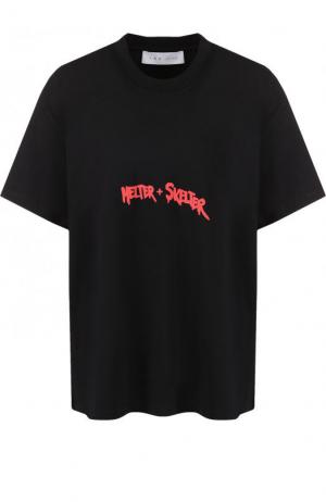 Хлопковая футболка свободного кроя с надписью Iro. Цвет: черный