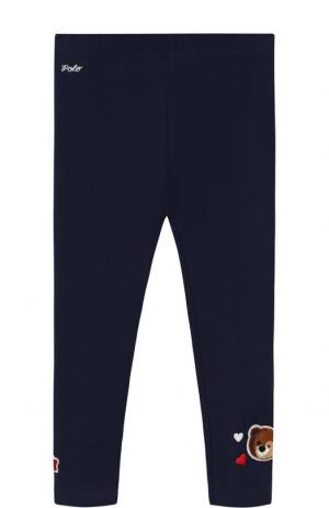 Хлопковые брюки с декором Polo Ralph Lauren. Цвет: синий