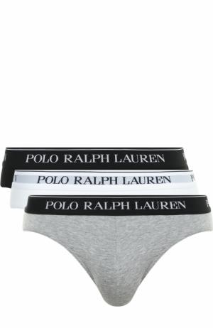 Комплект из трех хлопковых брифов с широкой резинкой Polo Ralph Lauren. Цвет: разноцветный