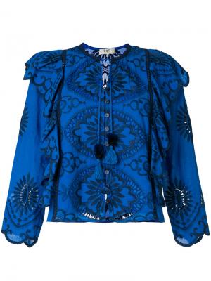 Блузка с оборками Fiona Sea. Цвет: синий