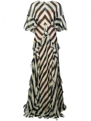 Платье с принтом и оборкой Alberta Ferretti. Цвет: чёрный