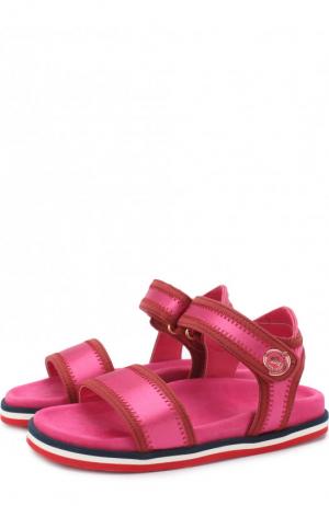 Текстильные сандалии с застежками велькро Moncler Enfant. Цвет: розовый
