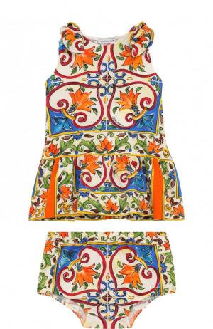 Хлопковый комплект из платья и трусов Dolce & Gabbana. Цвет: разноцветный