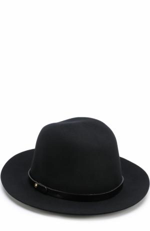 Шерстяная шляпа с кожаным ремешком Rag&Bone. Цвет: черный