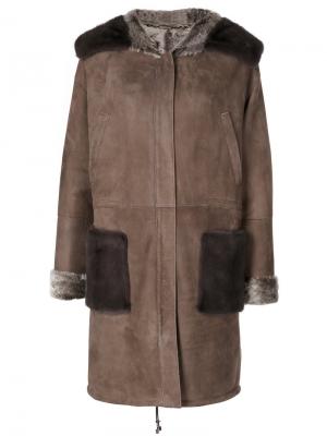 Однобортное пальто Manzoni 24. Цвет: коричневый