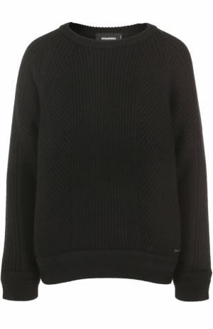 Шерстяной пуловер свободного кроя Dsquared2. Цвет: черный