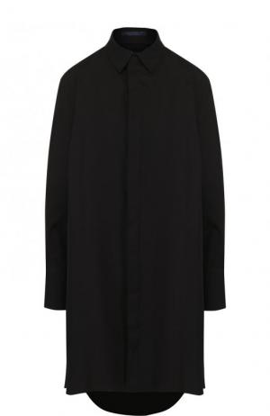 Однотонная хлопковая блуза свободного кроя Yohji Yamamoto. Цвет: черный