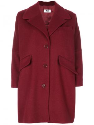Классическое пальто на пуговицах Mm6 Maison Margiela. Цвет: красный