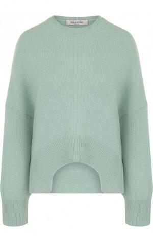 Однотонный кашемировый пуловер с круглым вырезом Valentino. Цвет: зеленый