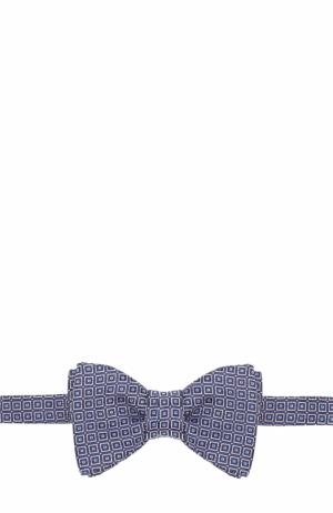 Шелковый галстук-бабочка с узором Eton. Цвет: синий