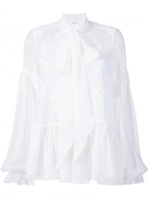 Расклешенная блузка с кружевом Givenchy. Цвет: белый
