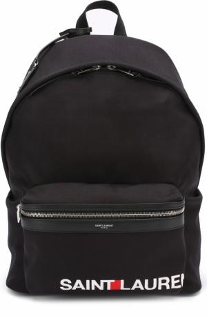 Текстильный рюкзак City с логотипом бренда Saint Laurent. Цвет: черный