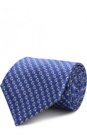 Шелковый галстук с узором Lanvin. Цвет: голубой