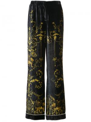 Бархатные широкие брюки Alberta Ferretti. Цвет: синий