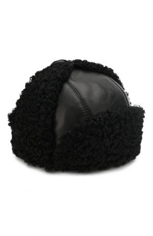 Меховая шапка-ушанка Мишка FurLand. Цвет: черный