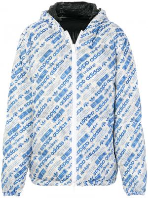 Двусторонняя куртка-пуховик с логотипом Adidas Originals By Alexander Wang. Цвет: синий