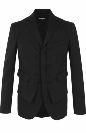 Однобортный пиджак с декоративной отделкой Dsquared2. Цвет: черный