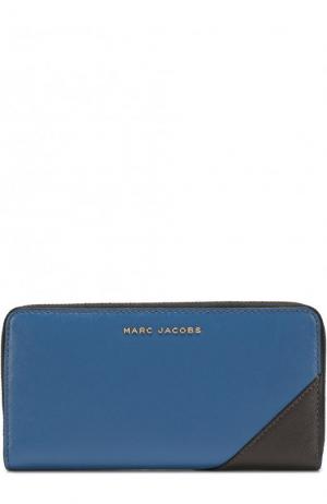 Кожаный кошелек на молнии с логотипом бренда Marc Jacobs. Цвет: синий