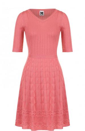 Приталенное мини-платье с коротким рукавом M Missoni. Цвет: розовый