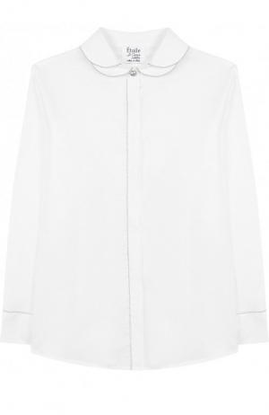 Хлопковая блуза с декоративной отделкой Aletta. Цвет: белый