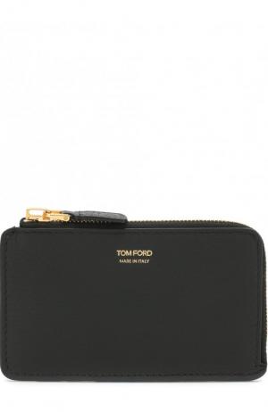 Кожаный футляр для кредитных карт с отделением на молнии Tom Ford. Цвет: черный