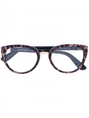 Очки в леопардовой оправе Dolce & Gabbana Eyewear. Цвет: чёрный