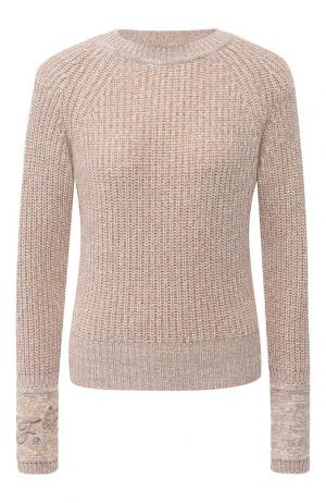 Кашемировый пуловер с круглым вырезом Fendi. Цвет: бежевый