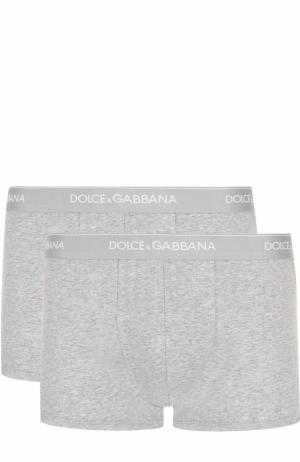 Комплект из двух хлопковых боксеров с широкой резинкой Dolce & Gabbana. Цвет: серый