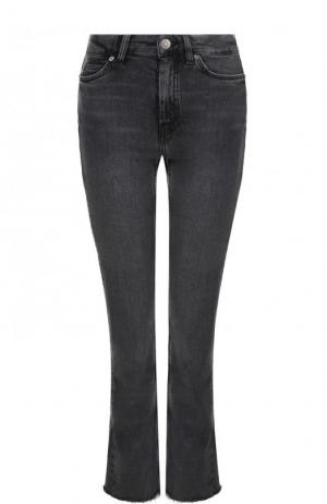 Укороченные расклешенные джинсы с потертостями MiH Jeans. Цвет: серый