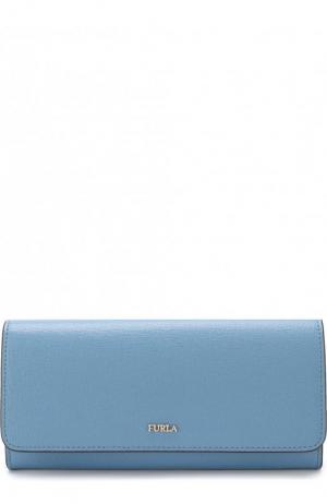 Кожаный кошелек с клапаном и логотипом бренда Furla. Цвет: голубой