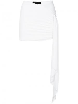Приталенная мини-юбка с драпированной деталью Alexandre Vauthier. Цвет: белый