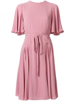 Платье плиссе с поясом Valentino. Цвет: розовый и фиолетовый