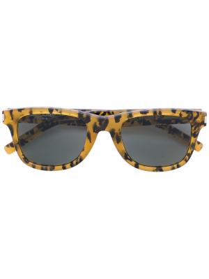 Солнцезащитные очки с леопардовым принтом Saint Laurent Eyewear. Цвет: жёлтый и оранжевый